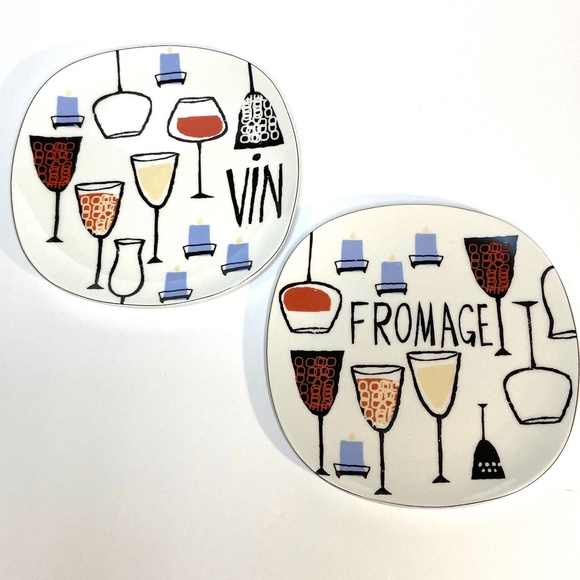 $5 when Bundled with 2 other items. 
SAKURA VIN & FROMAGE, Set of 2 Appy plates - Picture 1 of 6